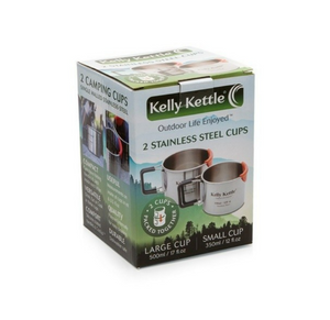 2 stainless steel Kelly Kettle cups packaging